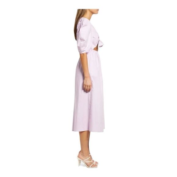 Wayf Peggy Cutout Lilac Puff Sleeve Midi Dress Size Small - Picture 3 of 9